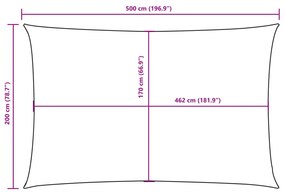 barna téglalap alakú oxford-szövet napvitorla 2 x 5 m