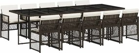 vidaXL 11 részes barna polyrattan kerti ülőgarnitúra párnákkal