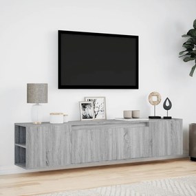 szürke sonoma színű fali TV-szekrény LED-del 180 x 31 x 39,5 cm