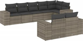 vidaXL 8 részes szürke polyrattan kerti ülőgarnitúra párnákkal