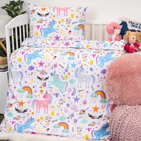 4Home Unicorns gyerek pamut ágyneműhuzat kiságyba, 100 x 135 cm, 40 x 60 cm