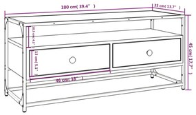 füstös tölgy színű szerelt fa TV-szekrény 100 x 35 x 45 cm