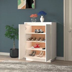 fehér tömör fenyőfa cipőszekrény 60 x 35 x 80 cm