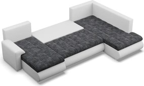 Tokio U sarokkanapé, 3 ágyneműtartóval, fonott + műbőr, jobboldali, sötétszürke - fehér