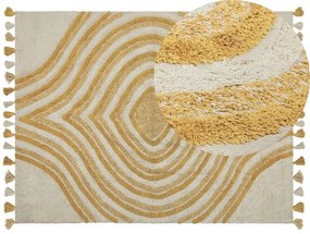 Bézs és sárga pamutszőnyeg 160 x 230 cm BINGOL Beliani