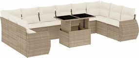 vidaXL 11 részes bézs polyrattan kerti ülőgarnitúra párnákkal