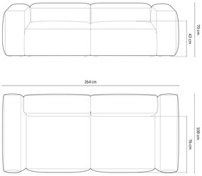 Sötétkék kordbársony kanapé 264 cm Bergano – Cosmopolitan Design