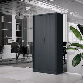Fém szekrény harmonika ajtókkal DAMIAN, 900 x 1850 x 450 mm, antracit