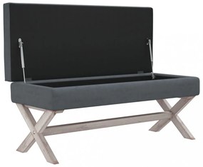 sötétszürke bársony tárolóülőke 110 x 45 x 49 cm