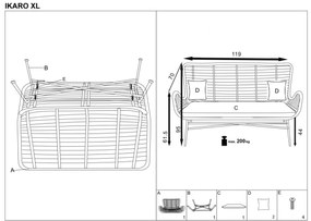 Rattan kanapé KASKO XL