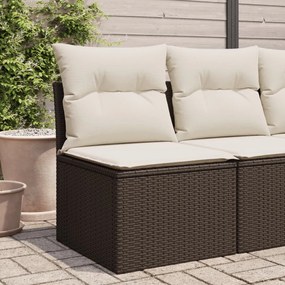 Barna polyrattan karfa nélküli kerti kanapé párnával