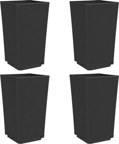 vidaXL 4 db fekete polipropilén kerti ültetőláda 32,5 x 32,5 x 57 cm