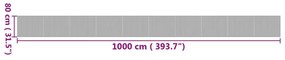 négyszögletű természetes bambusz szőnyeg 80 x 1000 cm