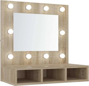 vidaXL sonoma tölgy tükrös szekrény LED-ekkel 60 x 31,5 x 62 cm