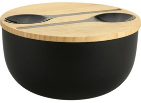 Kesper 58470 Salátás tál evőeszközökkel és bambuszfedéllel 24 cm, fekete