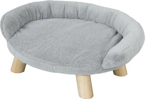 PawHut Emelt Kis Kutya és Macska Kanapé Plüss Borítással, Kis Kutya Kanapé, Levehető Macska és Háziállat Ágy Hátfellel, 47x40x20 cm, Szürke | Aosom