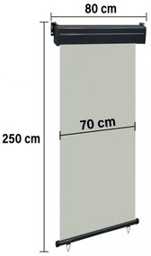 szürke oldalsó terasznapellenző 85 x 250 cm
