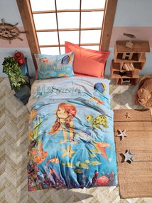 Mermaid Ranforce egyszemélyes ágyneműhuzat garnitúra, korall