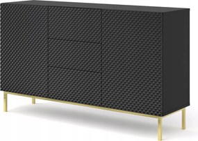 Ravenna C 150 2D3S komód fekete fényes maró gyémánt keret arany vagy fekete