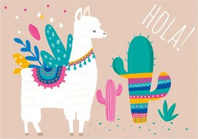 Láma tapéta Kaktuszok Hola Gyerek Boho skandináv 254x184 vinil +ragasztó