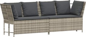 vidaXL világosszürke polyrattan kerti kanapé párnával