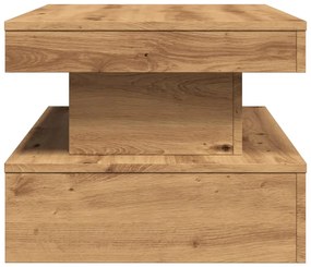 kézműves tölgy színű dohányzóasztal LED-lámpákkal 90x50x40 cm