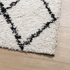 krém és fekete hosszú szálú bozontos modern szőnyeg 80 x 250 cm