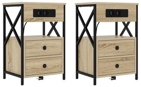 Éjjeliszekrény 2 pcs sonoma tölgy 40 x 31 x 60 cm Faanyag