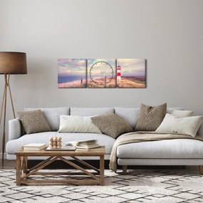 Kép - Vörös világítótorony (órával) (90x30 cm)