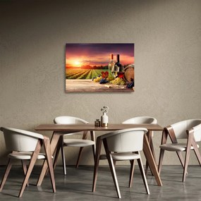 Szőlőskert borral képe (üvegen) (70x50 cm)