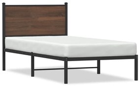 barna tölgy színű fém ágykeret matrac nélkül 80 x 200 cm