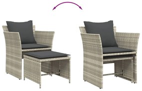 világosszürke polyrattan kerti szék lábtartóval