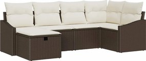 vidaXL Kanapé Szett párnával tárolóval 6 pcs Barna és Krém polirattan