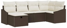 vidaXL Kanapé Szett párnával tárolóval 6 pcs Barna és Krém polirattan