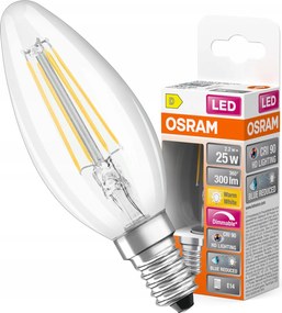 Led izzó Gyertya E14 2.2W 25W 2700K Meleg CRI90 Filament Tompítható