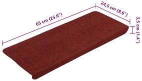 15 db piros öntapadó lépcsőszőnyeg 65x24,5x3,5 cm