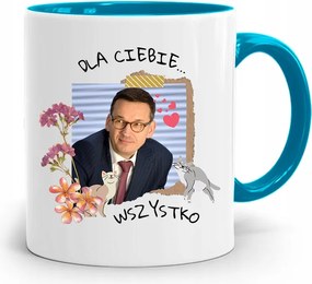 Kék Politikus Bögre Mateusz Morawiecki Miniszterelnök fényképes nyomtatással