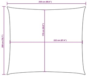 tópszínű téglalap alakú oxford-szövet napvitorla 2 x 2,5 m