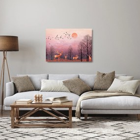 Kép - Szarvas a lenyugvó nap fényében (üvegen) (70x50 cm)