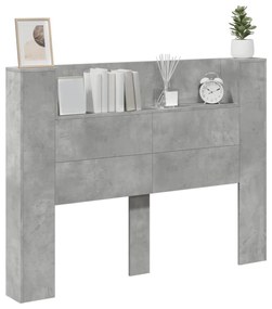 betonszürke áthidalószekrény LED-világítással 140x16,5x103,5 cm
