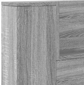 szürke sonoma színű áthidalószekrény LED-ekkel 220x16,5x103,5cm
