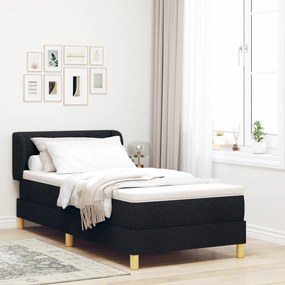 Boxspring Ágy Mattal - Fekete, 90x190 cm, Szövet