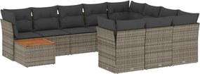 vidaXL 11 részes szürke polyrattan kerti ülőgarnitúra párnákkal