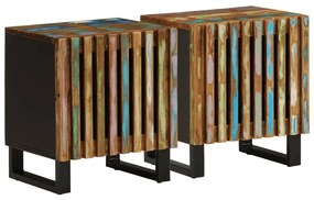 2 db tömör újrahasznosított fa éjjeliszekrény 40 x 34 x 46 cm