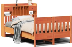 vidaXL viaszbarna tömör fenyőfa ágy matrac nélkül 135 x 190 cm