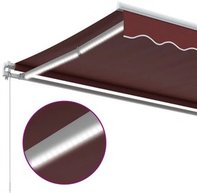 burgundi vörös kézzel kihúzható LED-es napellenző 400 x 300 cm