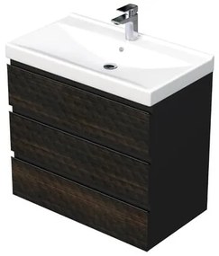 Fürdőszobaszekrény mosdóval SAT Cube Way 80x71x46 cm barna matt CUBE3D46803ZHVER