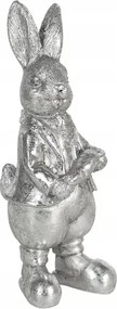 Clayre&Eef Dekorációs figura ezüst nyuszi húsvéti nyuszi 13 cm