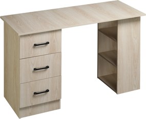 HOMCOM Tárolós Íróasztal, Számítógépasztal 120 x 50 cm, Íróasztal Polcokkal és Fiókokkal, Kisebb Terekhez, Hálószoba, Természetes Fa | Aosom