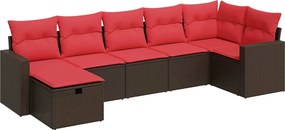 vidaXL 7 részes barna polyrattan kerti ülőgarnitúra párnákkal